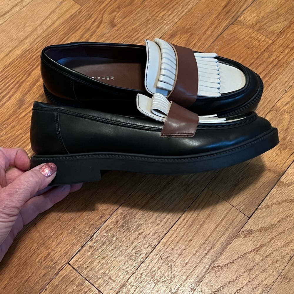 Marc Fisher Black, Brown, and Cream Ladies Loafers - Picture 2 of 5
